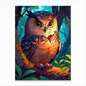 Owl In The Forest 2 Canvas Print