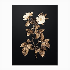 Gold Botanical Red Bramble Leaved Rose on Wrought Iron Black n.0023 Canvas Print