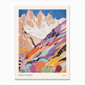 Nanga Parbat Pakistan 1 Colourful Mountain Illustration Poster Canvas Print