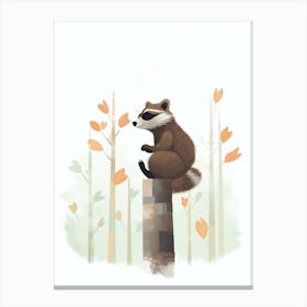 Raccoon Cute Illustration 3 Canvas Print