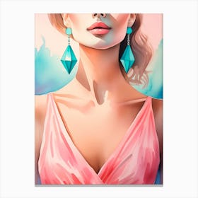 Fashion Girl With Earrings Canvas Print