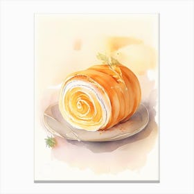 Pumpkin Roll Dessert Gouache Flower Canvas Print