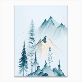 Mountain And Forest In Minimalist Watercolor Vertical Composition 169 Canvas Print