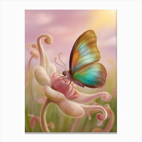 Butterfly On A Flower 18 Canvas Print