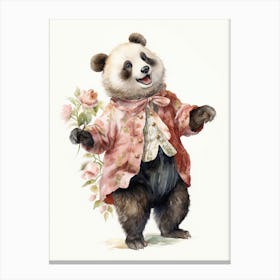 Panda Art Performing Stand Up Comedy Watercolour 3 Canvas Print