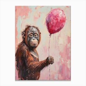 Cute Orangutan 2 With Balloon Canvas Print