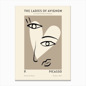 Picasso Inspired Ladies Of Avignon Beige Canvas Print