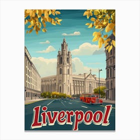 Aihrgdesign A Retro Travel Poster For Liverpool Canvas Print