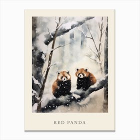 Winter Watercolour Red Panda 1 Poster Canvas Print
