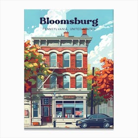 Bloomsburg Pennsylvania Fall Digital Travel Illustration Canvas Print