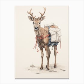 Storybook Animal Watercolour Caribou 1 Canvas Print