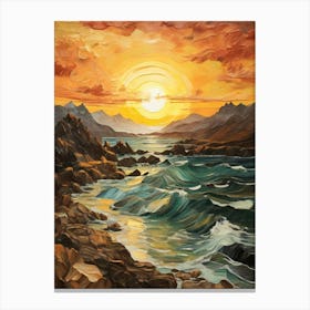 Sunset.Sea.Vincent Willem Van Gogh, frescoes. Canvas Print