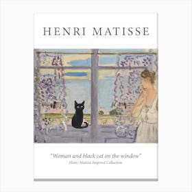 Woman On The Window With A Cat   Portrait   Matisse Inspired Museum Canvas Print