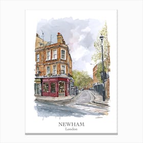 Newham London Borough   Street Watercolour 2 Poster Canvas Print