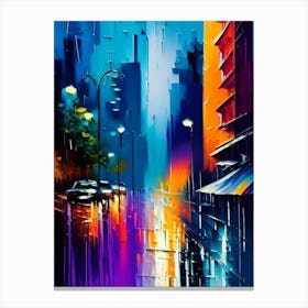 Rainy City Streets Waterscape Bright Abstract 1 Canvas Print