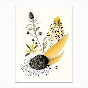 Black Mustard Seeds Spices And Herbs Pencil Illustration 1 Canvas Print