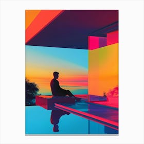 Man Sitting On A Balcony Canvas Print