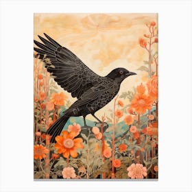 Blackbird 3 Detailed Bird Painting Canvas Print
