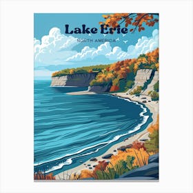 Lake Erie Ohio Travel Illustration Canvas Print