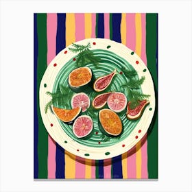 A Plate Of Figs and Fruit Top View Food Illustration 1 Canvas Print