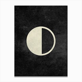 Minimal Quarter Moon Phase In Charcoal Canvas Print