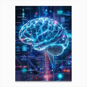 Abstract Digital Painting Of A Human Brain Neural Connections Resembling An Elaborate Circuit Its (7) Canvas Print