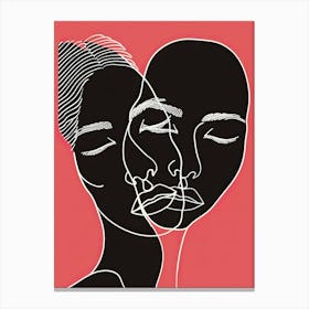 Abstract Women Pink Faces 3 Canvas Print