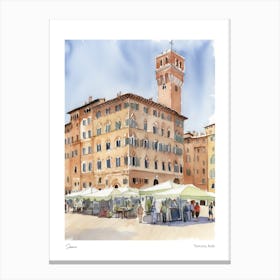Siena, Tuscany, Italy 3 Watercolour Travel Poster Canvas Print