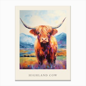 Colourful Impressionism Style Painting Of A Highland Cow Poster 5 Canvas Print
