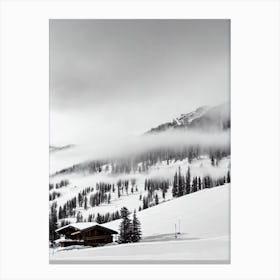 Val D'Isère, France Black And White Skiing Poster Canvas Print