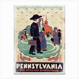 Vintage Travel Poster ― Pennsylvania The Little Red Schoolhouse Canvas Print