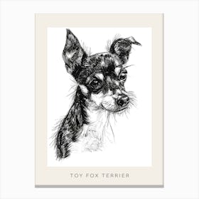 Toy Fox Terrier Dog Line Sketch 2 Poster Canvas Print