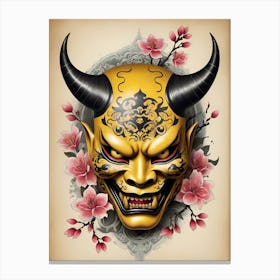 Floral Irezumi The Traditional Japanese Tattoo Hannya Mask (1) Canvas Print