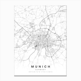 Munich Germany White Map Canvas Print