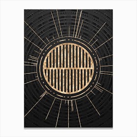 Geometric Glyph Symbol in Gold with Radial Array Lines on Dark Gray n.0178 Canvas Print