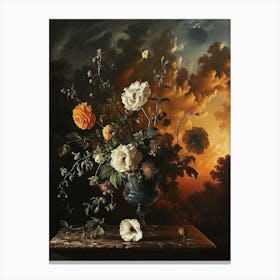 Baroque Floral Still Life Moonflower 2 Canvas Print