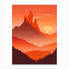 Misty Mountains Vertical Background In Orange Tone 26 Canvas Print