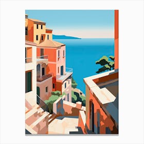 Amalfi Coast, Italy, Bold Outlines 2 Canvas Print