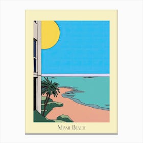 Poster Of Minimal Design Style Of Miami Beach, Usa 2 Canvas Print