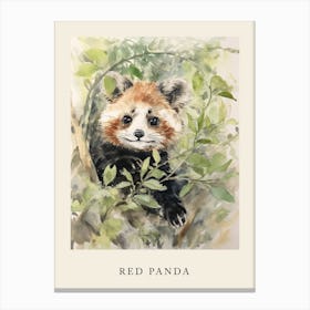 Beatrix Potter Inspired  Animal Watercolour Red Panda 4 Canvas Print