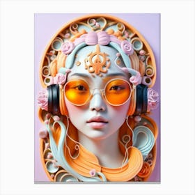 Woman With Headphones 41 Canvas Print