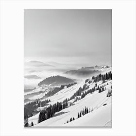 Châtel, France Black And White Skiing Poster Canvas Print