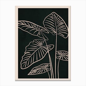Minimalist Black & White Leaves 3 Canvas Print