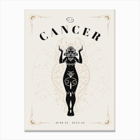 Cancer Zodiac Celestial Woman Canvas Print