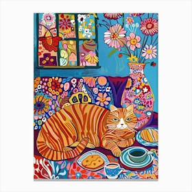 Tea Time With A Exotic Shorthair Cat 1 Canvas Print