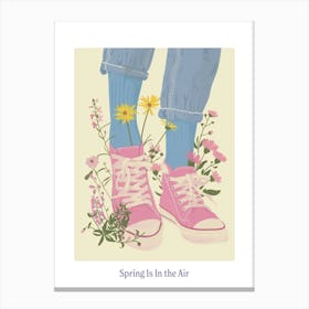 Spring In In The Air Pink Sneakers And Flowers 6 Canvas Print