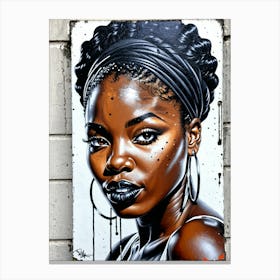 Graffiti Mural Of Beautiful Black Woman 352 Canvas Print