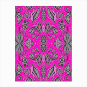 Neon Vibe Abstract Peacock Feathers Black And Hot Pink 1 Canvas Print