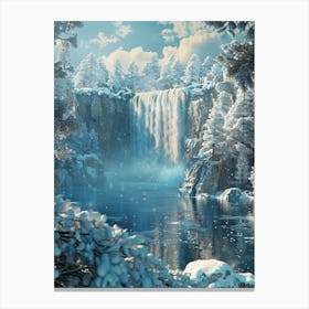 Waterfall In Winter Canvas Print