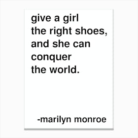 The Right Shoes Marilyn Monroe Quote In White Canvas Print